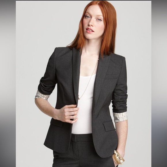 Theory Gabe Wool Blazer Gray Single Button size 0 - Picture 1 of 16